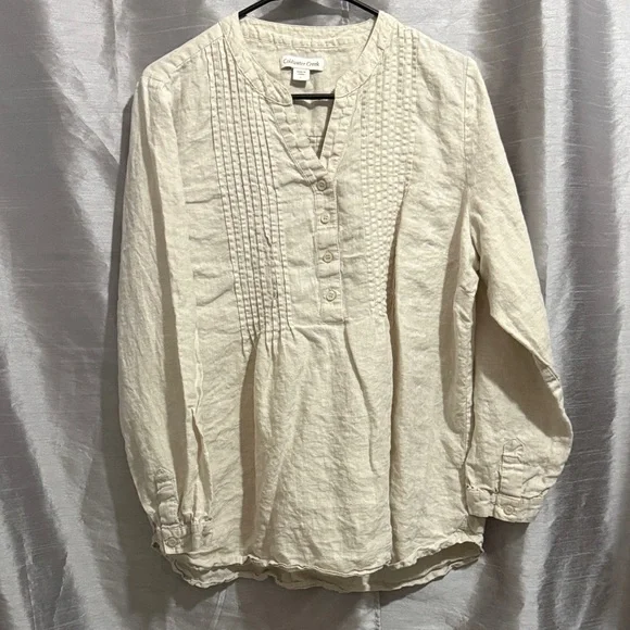 Coldwater Creek Cream Button-Up Blouse - Picture 1 of 3
